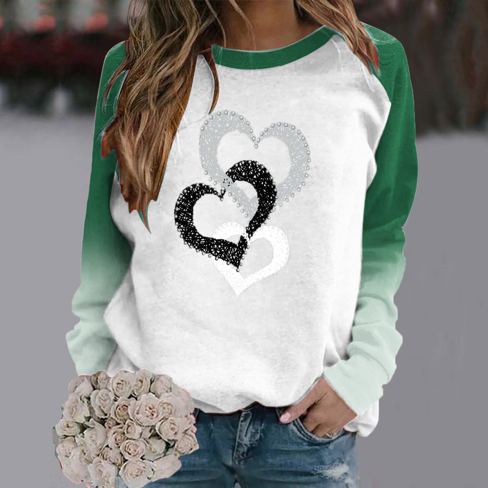 Bramtres Sweatshirt for Women Long Sleeve Tops Ladies' Solid Valentine