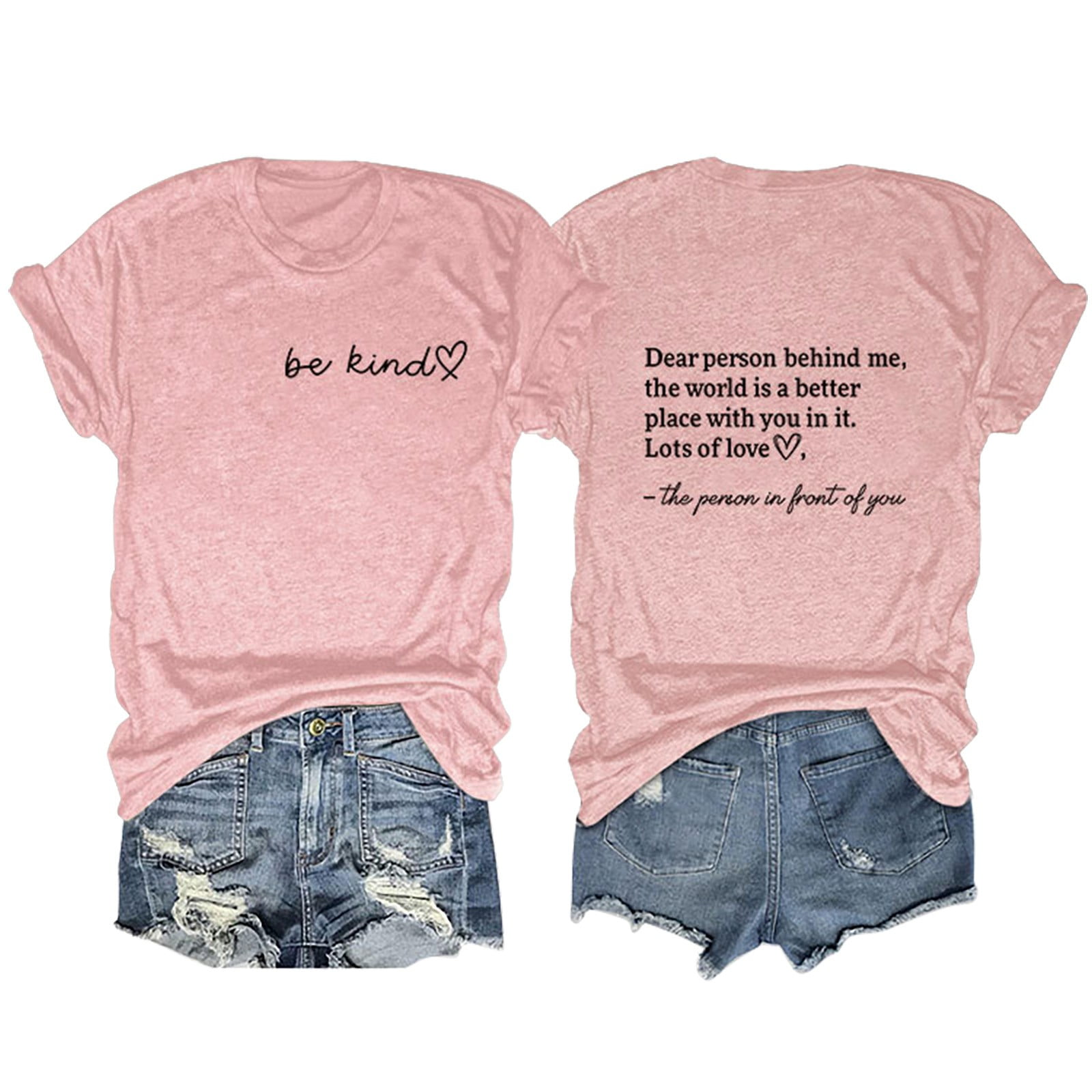 Bramtres T Shirts for Women Graphic Tees Double Printing Women Letter