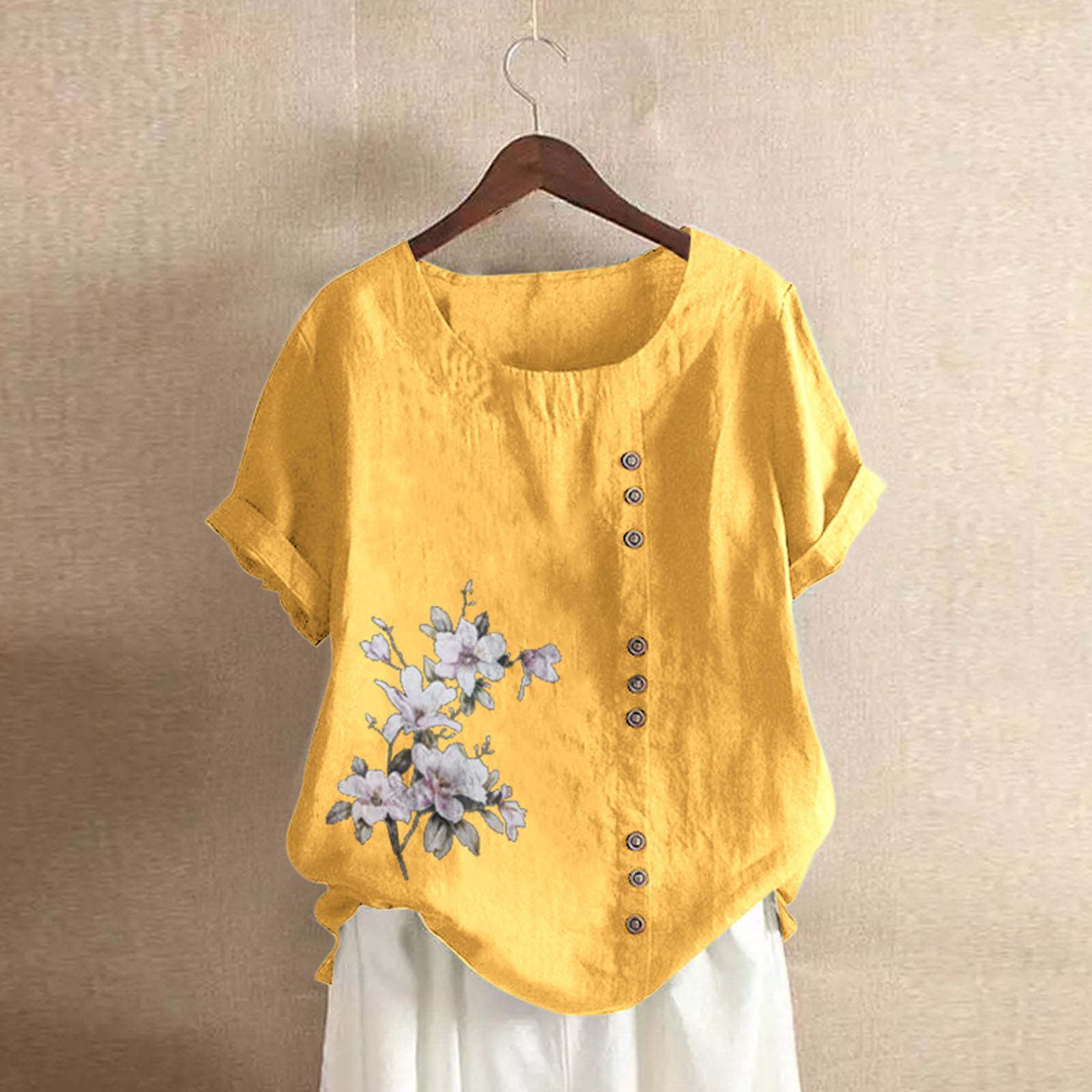 Bramtres T Shirts for Women Tshirts Shirts Women's Casual Loose Cotton