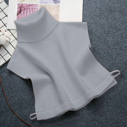 Bramtres Vest for Women Crop Tops Fake Turtleneck Detachable Collars Set Half Top Mock Blouse Collar Tank Tops Trendy Tops Turtle Necks Tops Grey One Size