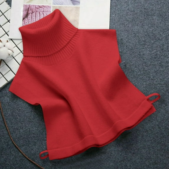 Bramtres Vest for Women Crop Tops Fake Turtleneck Detachable Collars Set Half Top Mock Blouse Collar Tank Tops Trendy Tops Turtle Necks Tops Red One Size