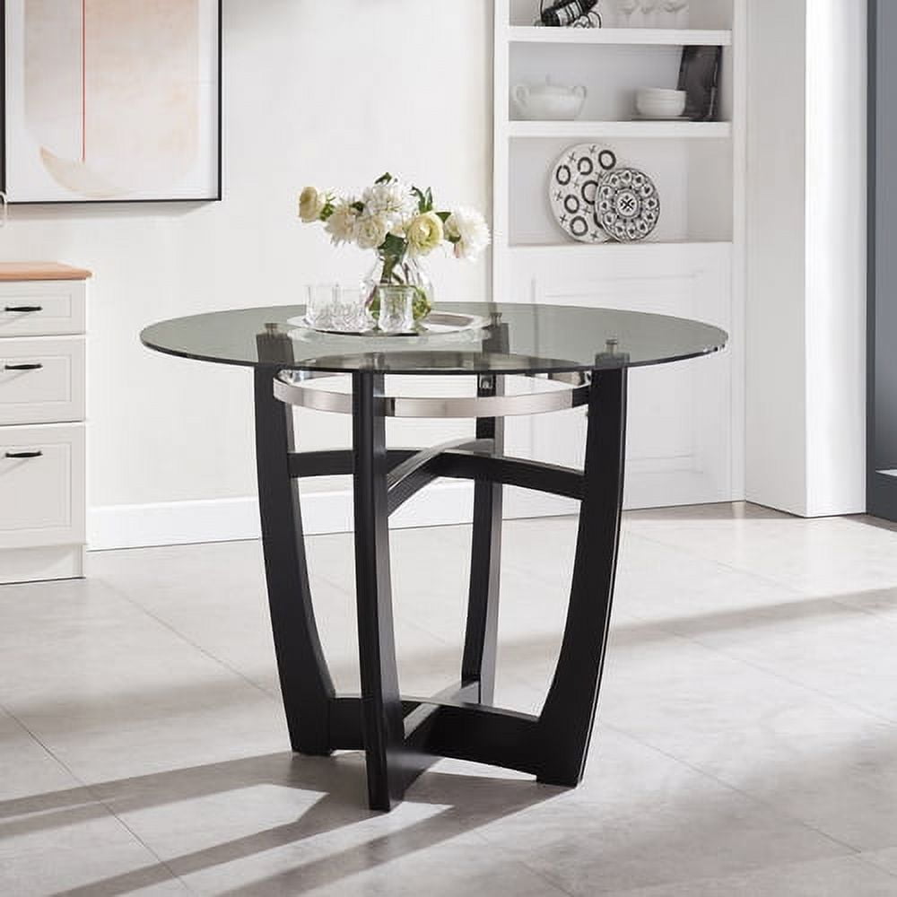Branax 42 Inch Glass Dining Table Kitchen Table Round with Wooden