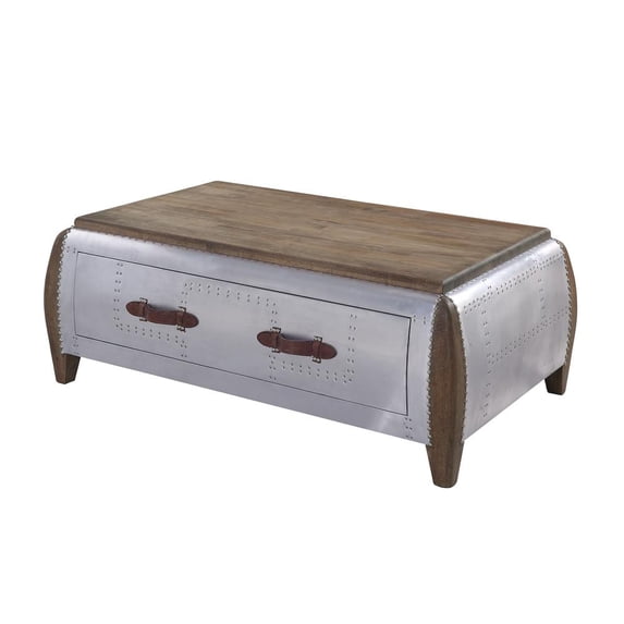 Acme Brancaster Coffee Table Antique Oak & Aluminum