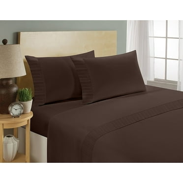 Branch 1800 Series Egyptian Comfort Embroidered 4 Piece Sheet Set (Full, Brown)