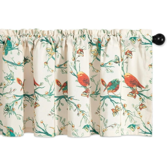 Branch and Birds Print Curtains Valances for Windows Porch, Thermal Insulated Rod Pocket Green Spring Style Small Curtains and Drapes for Kids'' Room, One Panel, 52 x 18