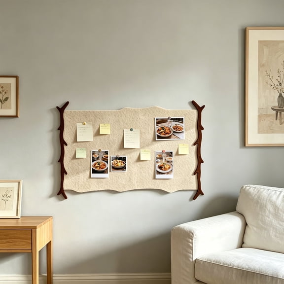 Branch Border Felt Photo Board,24*16in,Premium Polyester Fiber Note Panel, Natural Style Wall Display Organizer for Home,Study and Art Background Wall Decoration