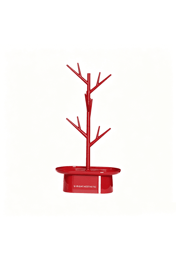Branch Jewelry Rack, Desktop Storage Box Tree Tower Rack Hanging Organizer for Earrings, Necklaces, Hair Ties, Double Layer Storage Tray for Dressing Table, Entryway