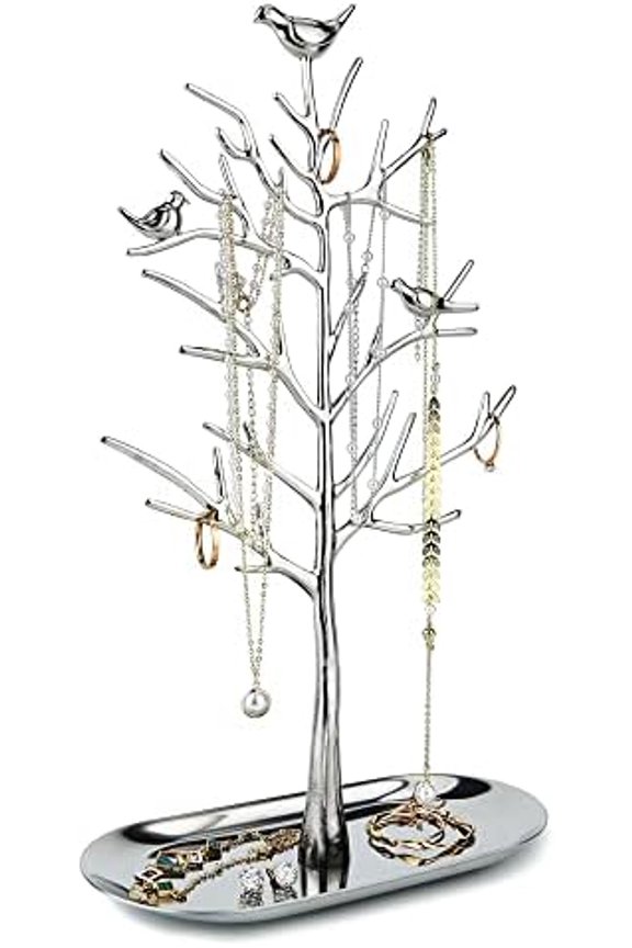 Branch Jewelry Rack with metal tray,Luxury color,Tree Tower Rack Hanging Organizer for Ring Earrings Necklace Bracelet,Suitable for living rooms, bathrooms,offices,etc.