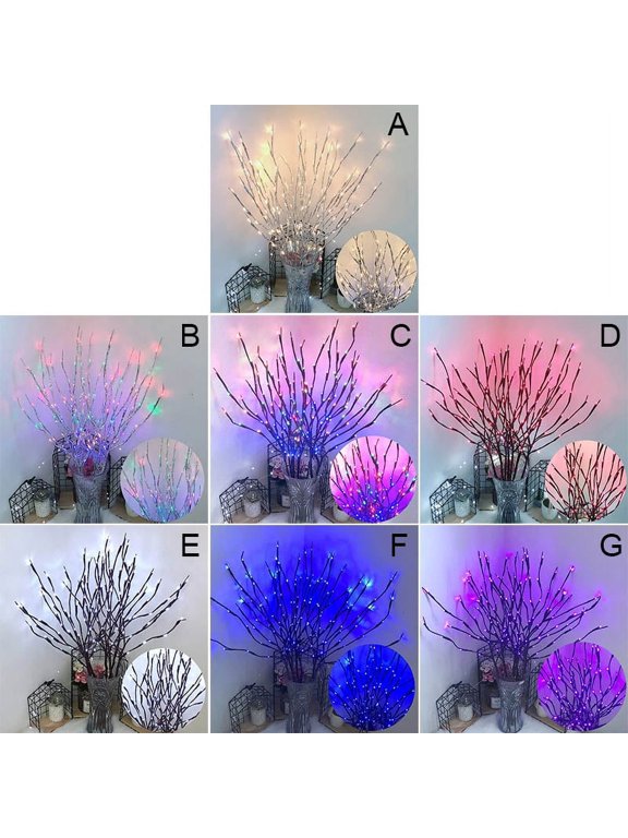 Branch Lights Battery Powered Willow Twig Lighted Branch Decorative Lights Artificial Tree DIY Light 20 Lights (5pcs Branches)
