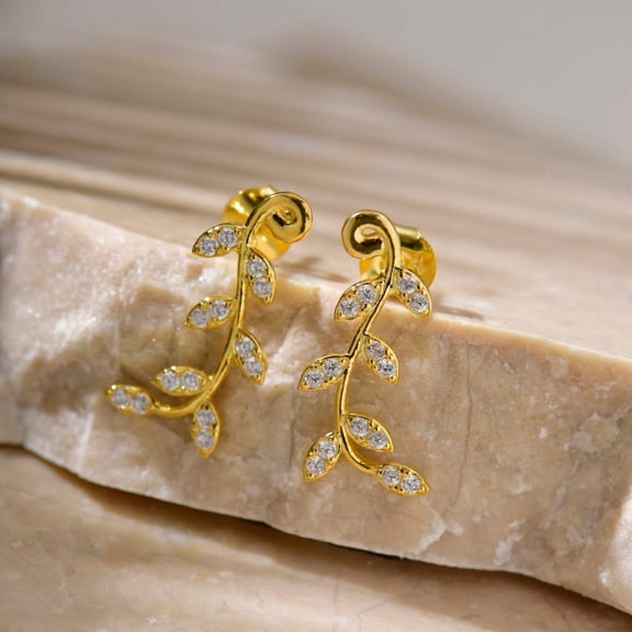 Branch Olive Leaves Ear Climber