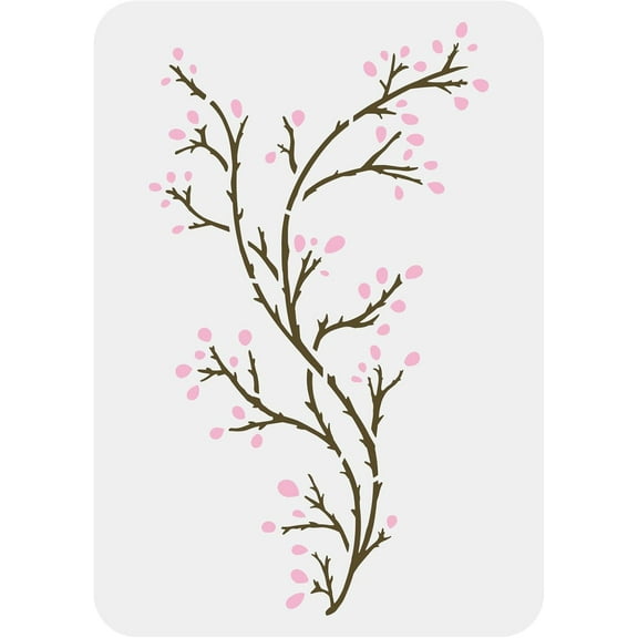 Branch Painting Stencils 11.7x8.3 inch Large Bare Branches Budding Flower Drawing Stencil Plastic PET Tree Branch Stencil DIY Art Crafts for Painting on Wall Tiles Windows Fabric