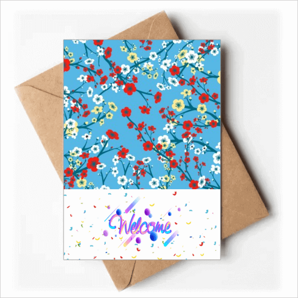 Branch Sakura Japan Pattern Welcome Back Greeting Cards Envelopes Blank
