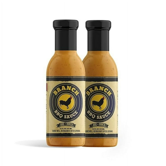 Branch Sauce Co. - Branch BBQ Sauce, Sweet and Smoky Barbecue Sauce Blended with Creamy Ranch Dressing, BBQ Sauces for Marinating, Glazing, Basting and Dipping, 12 fl. oz, 2-Pack