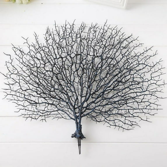 Branch Sea Tree Coral Figurine Statue, 20" Coral Figurine Sculpture Sea Coral Piece Decorative Reef Ornament Craft for Office Home Decor, Black