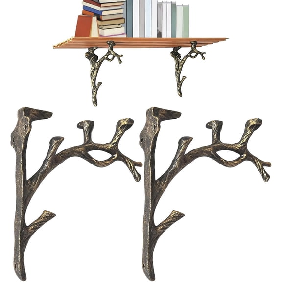 Branch Shelf Brackets 2-Pack Metal Retro Wall Mount Plant Bookshelf
