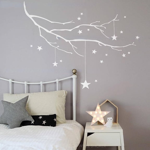 Branch Star Wall Sticker Baby Nursery Kids Room Tree Space Plant Wall Decal Sofa Bedroom Cut Vinyl Home Decor Art DIY 126X97cm