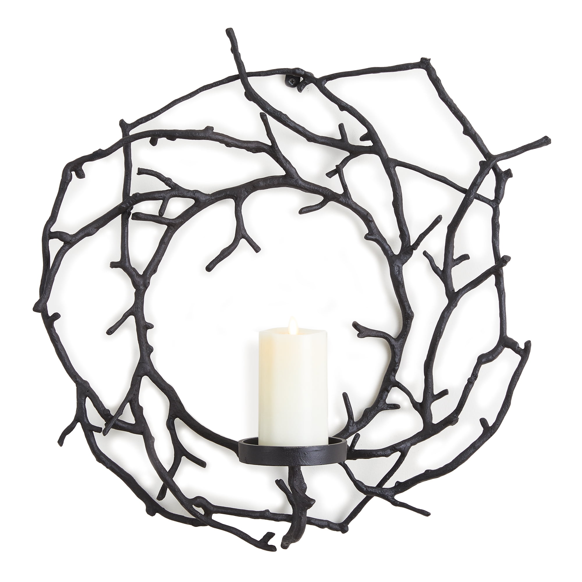 Matte Black Aluminum Branch Wall Candleholder