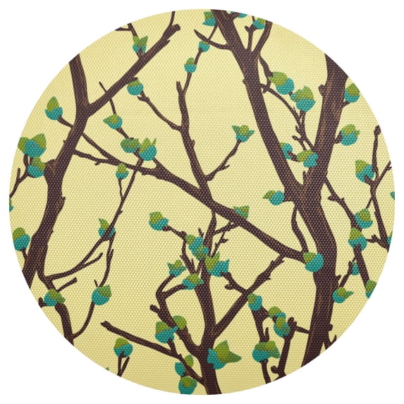 Branch with Leaves 15.4in Diameter PVC Plate Mat, Heat-Resistant and Cuttable, Kitchen Decor