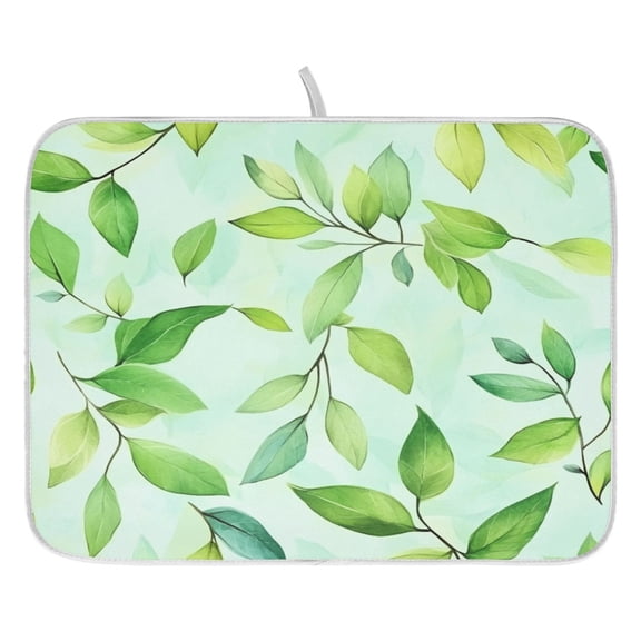 Branch with New Leaves Dish Drying Mat for Kitchen, Quick Drying Absorbent Soft Durable 16" x 18"