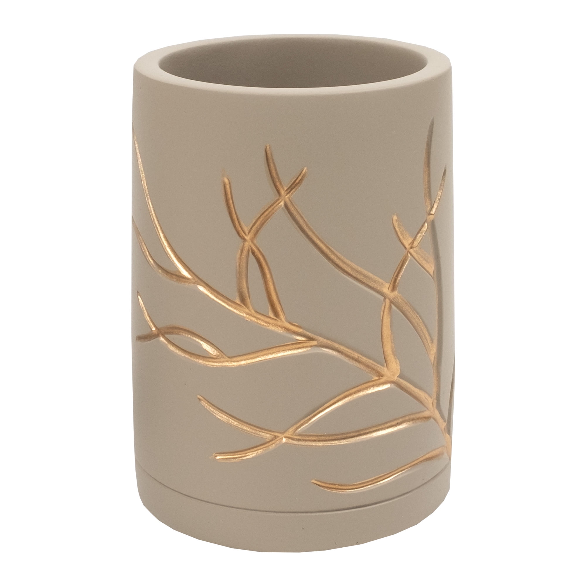 Taupe and Gold Concrete Circle Toothbrush Caddy