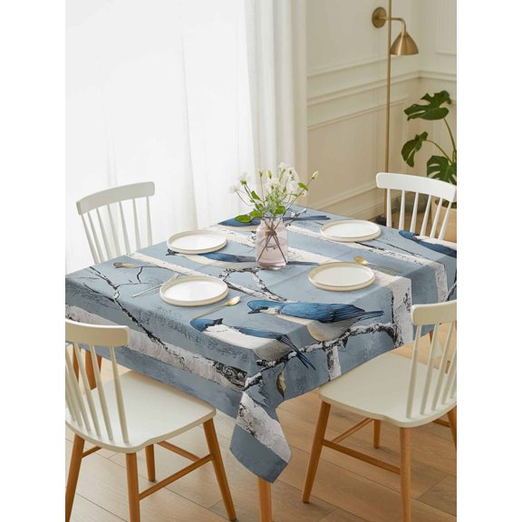Branches Birds Tablecloth Rectangle Table Cloth 60x102, Waterproof Outdoor Table Cloth Covers Decorative Table Protector, Vintage Animal Modern Washable Table Cover for Kitchen Dinning Party