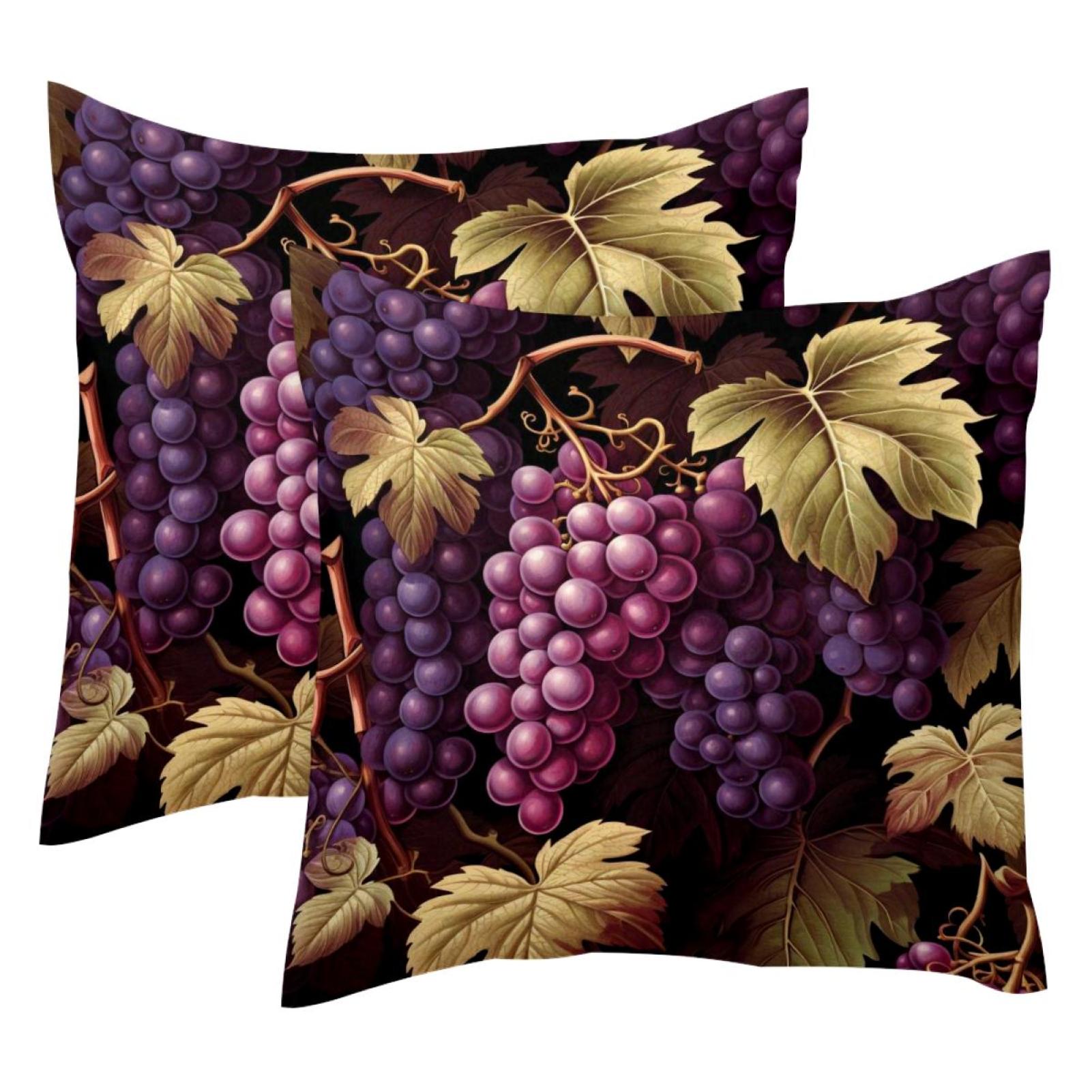 Branches of Grapes Fruits 2PCS Throw Cushion Covers Soft Velvet Pillow
