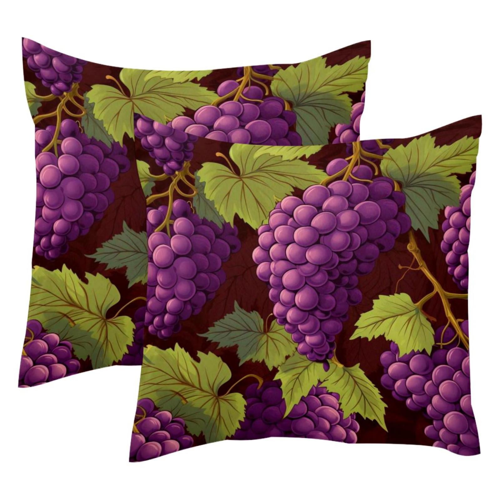 Branches of Grapes Fruits 2PCS Throw Cushion Covers Soft Velvet Pillow