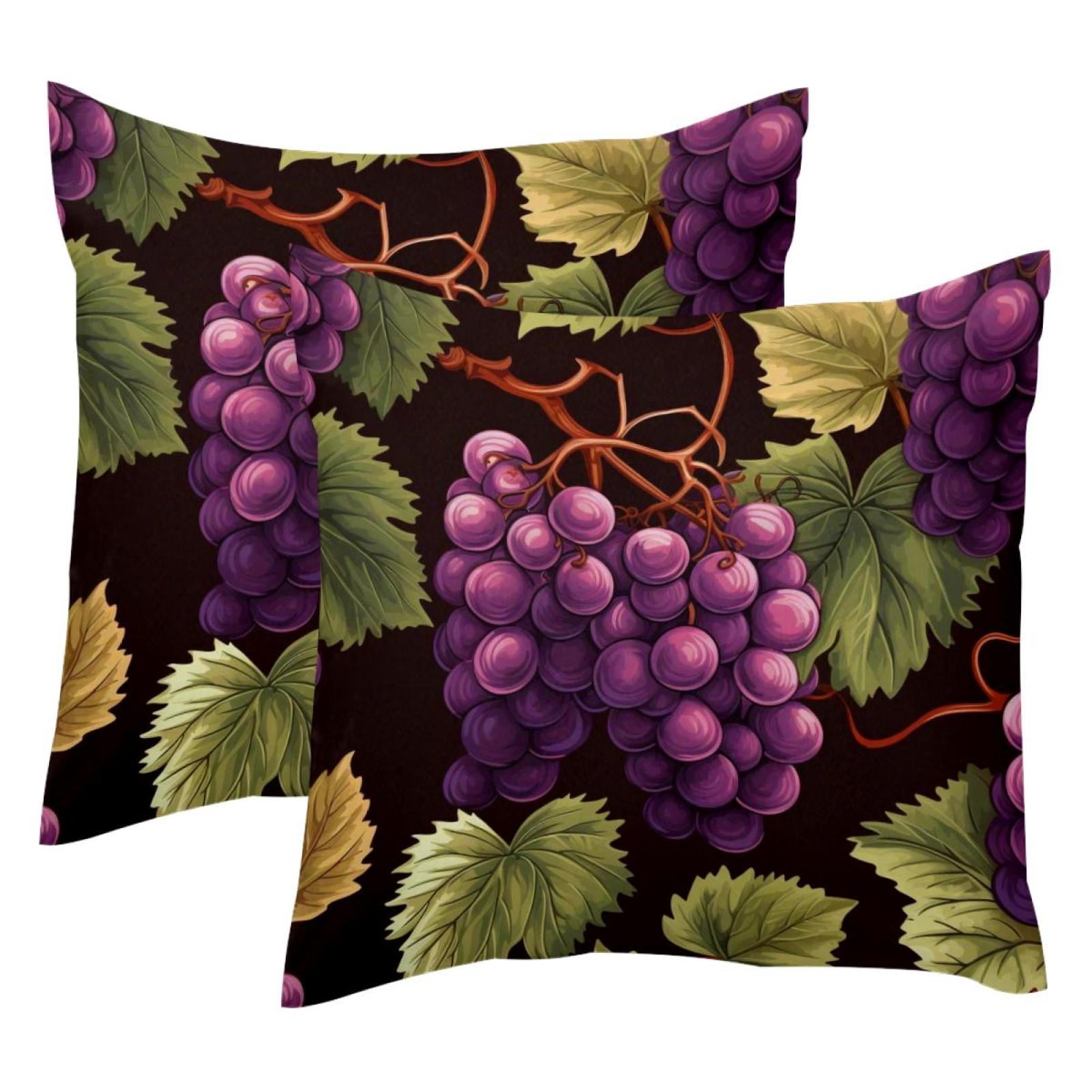 Branches of Grapes Fruits 2PCS Throw Cushion Covers Soft Velvet Pillow