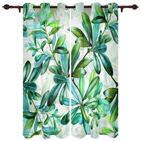 Branches Green Leaves Fresh Valance Window Curtains For Living Room Bedroom Kitchen Home Luxury Youth Room Treatment Cur