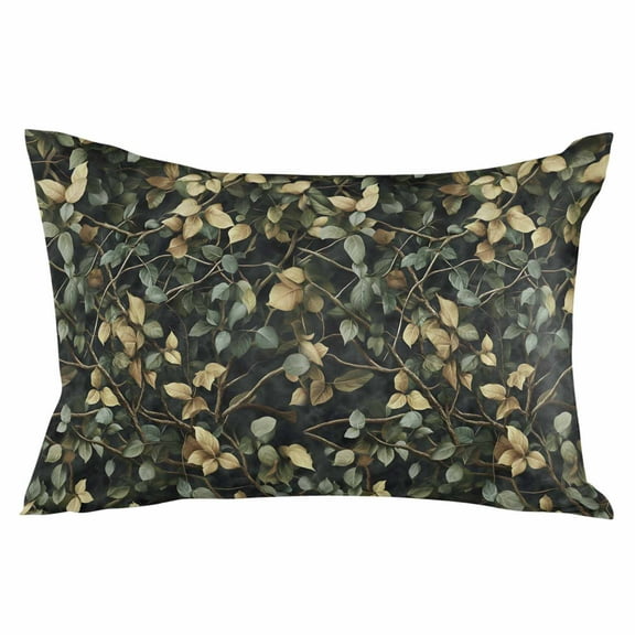 Branches Green Leaves Throw Pillow Cover 12 x 20 Inch Decorative Pillow Cover Vintage Botanical Forest Lumbar Pillowcase Seasonal Rectangle Cushion Case for Couch Sofa Bed Living Room