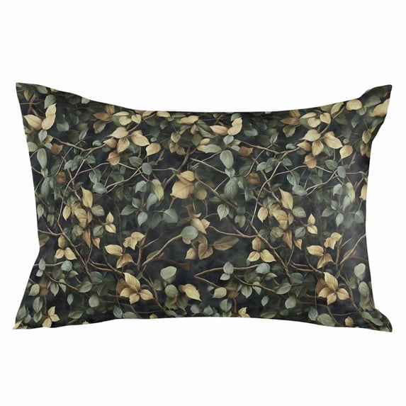 Branches Green Leaves Throw Pillow Cover 16 x 24 Inch Decorative Pillow Cover Vintage Botanical Forest Lumbar Pillowcase Seasonal Rectangle Cushion Case for Couch Sofa Bed Living Room