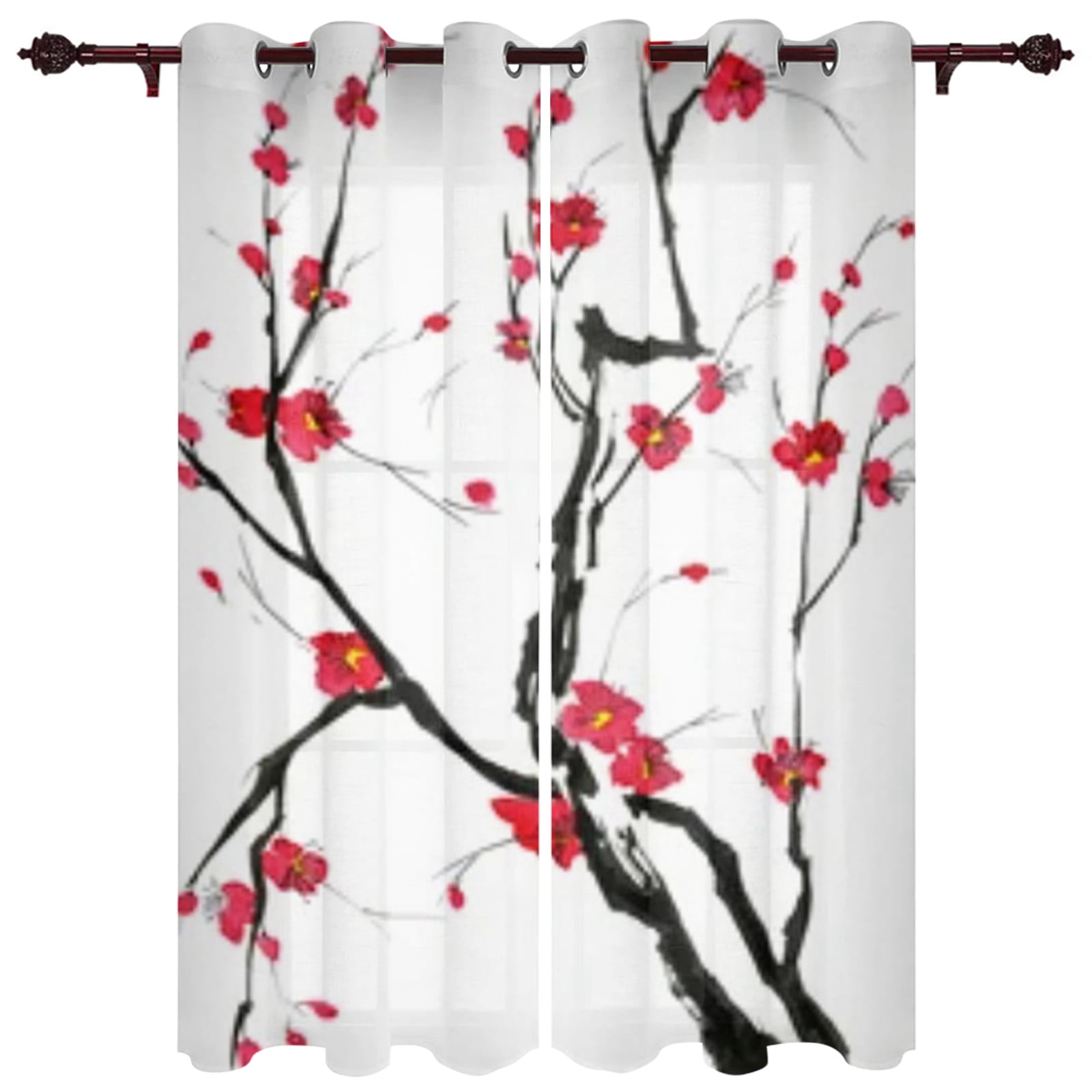 Branches Of Sakura Japanese Style Window Curtain For Kids Room Home ...