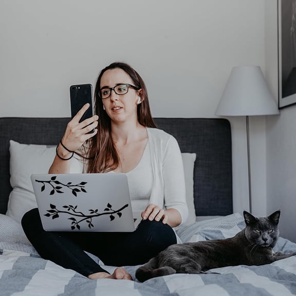 Branches Twigs Computer Sticker Tablet PC Decor Sticker Vinyl Laptop Decal for Notebook Laptop Luggage Window Black DIY