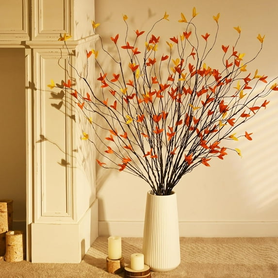 Branches for Vase, Twigs and Branches for Vases, 38'' Artificial Willow Branches, Fall Stems, Leaves Stems, Fuller Faux Twigs Tree Branches for Wedding Room Office