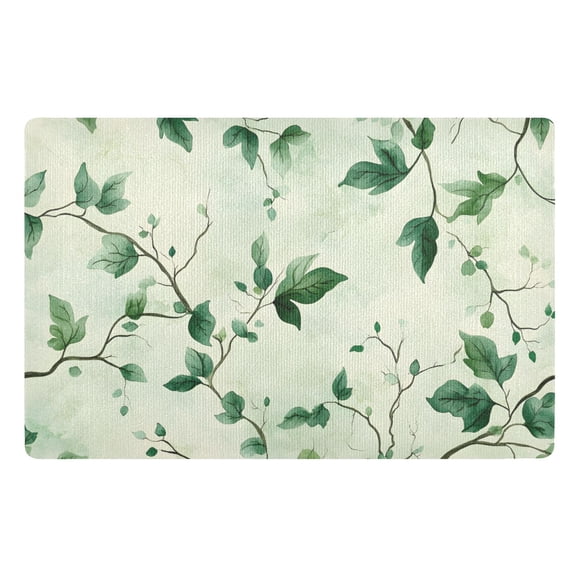 Branches and Green Leaves Floor Door Mat Outdoor Indoor for Home Entrance Welcome Mats 32"x20"