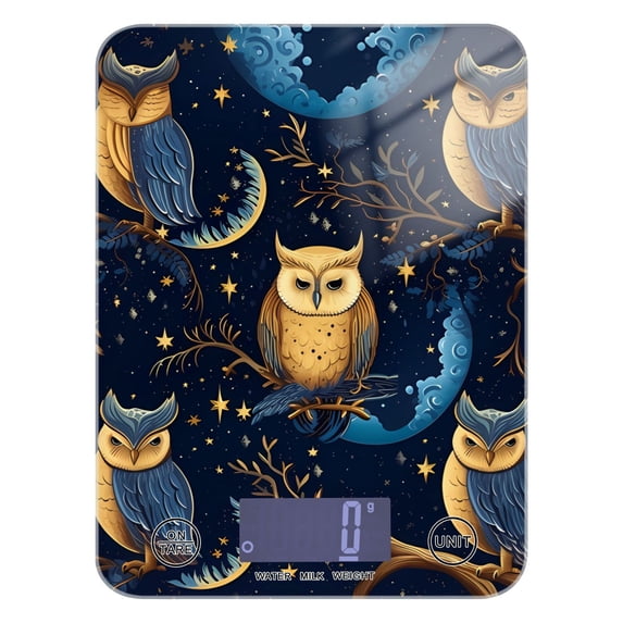 Branches and Owls Food Scale Digital Kitchen Scale Waterproof Tempered Glass Tare Function 11 lb for Baking Cooking Meal Prep