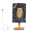 thumbnail image 1 of Branches and Owls Table Lamp USB Bedside Desk Nightstand Lamp Printed Gifts Small Lamp Wood Base for Bedroom Living Room Kids Room College Dorm, 1 of 7