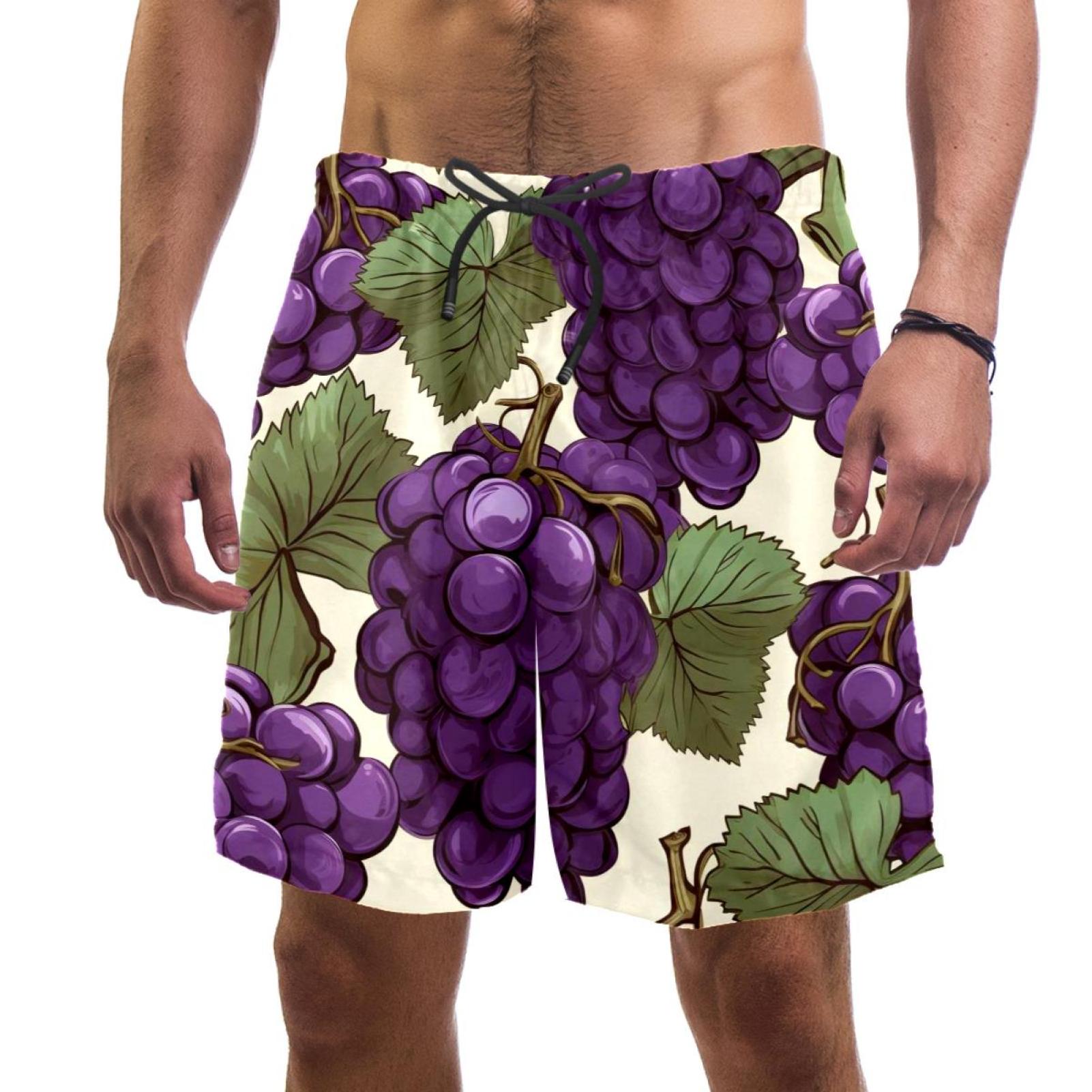 Branches of Grapes Fruits Men's Swim Trunks, Quick Dry Swimwear Bathing