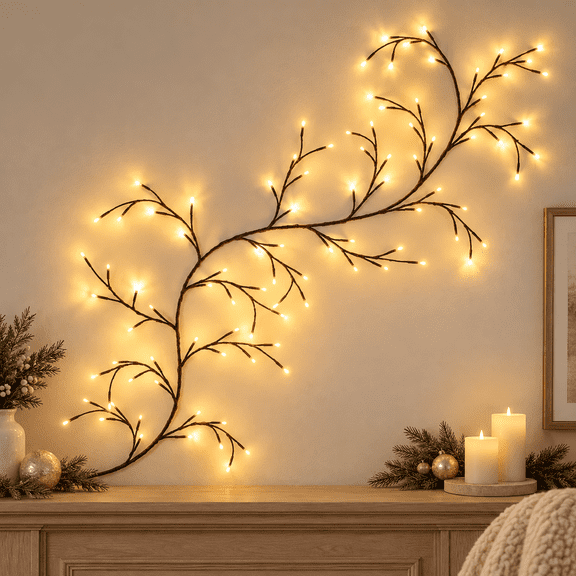 Branchglow for the Wall Bendable Wicker Willow Vine Lights with Remote Control for Holiday Wall Decor