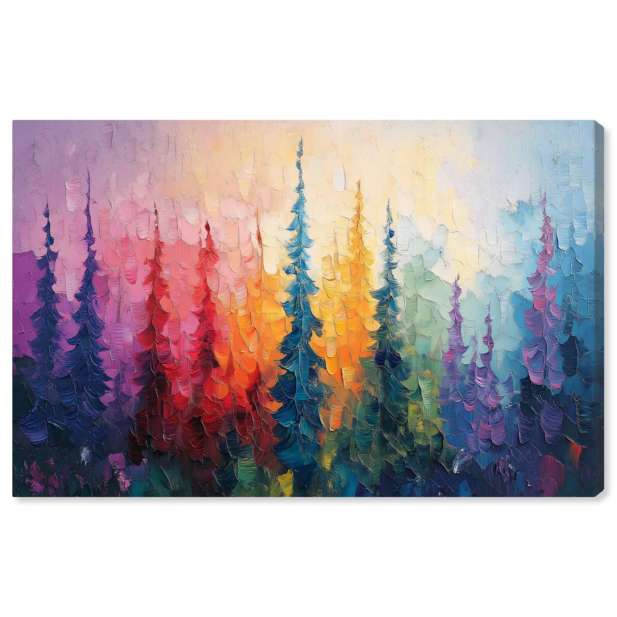 Colorful Abstract Forest Wrapped Canvas Art, 30" x 20"