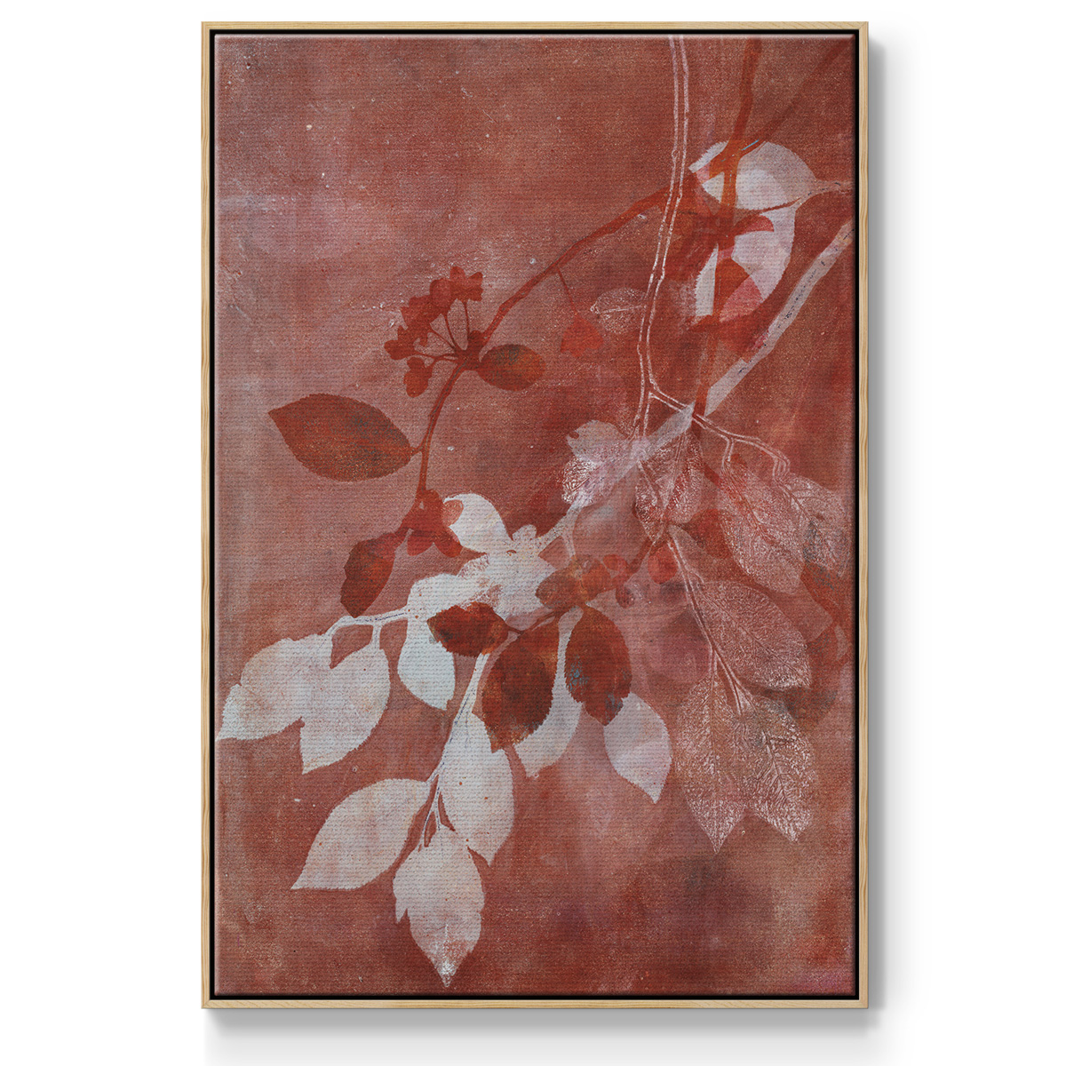 Branching Out XVI Framed Premium Gallery Wrapped Canvas - Ready to Hang - 27 x 41 - Natural Wood Floating Frame