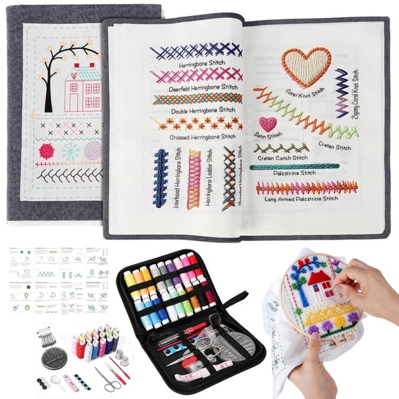 Assorted Hand-Sewing Needle Embroidery Stitch Book Kit (86 Piece)