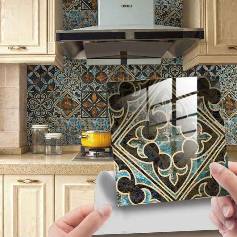 Brand Clearance 24PCS Multicolor Tiles Sticker Floor Flower Wall Stickers Kitchen Bathroom Self Adhesive Waterproof Craft Wall Decal 15X15cm
