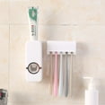 thumbnail image 1 of Brand Clearance! Automatic Toothpaste Dispenser Squeezer Kit Wall Mounted with Toothbrush Holder, 5 Toothbrush Slot with Dustproof Cover, Multi-Functional Toothbrush Organizer, 1 of 1