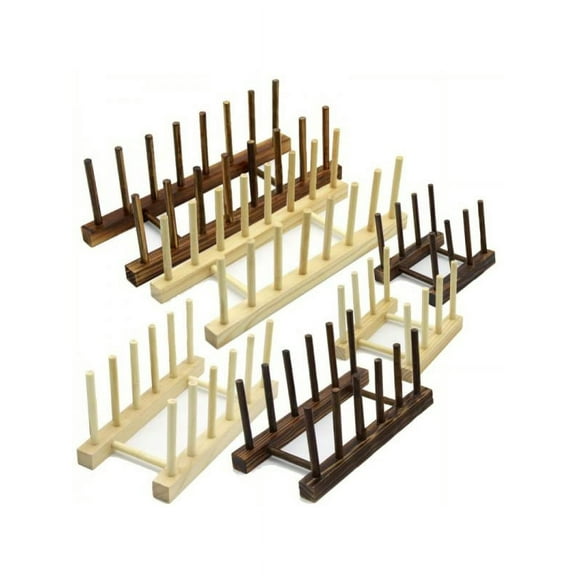 Brand Clearance!Bamboo Wooden Dish Rack - Plate Rack Stand Pot Lid Holder, Kitchen Cabinet Organizer for Bowl, Cup, Cutting Board and more