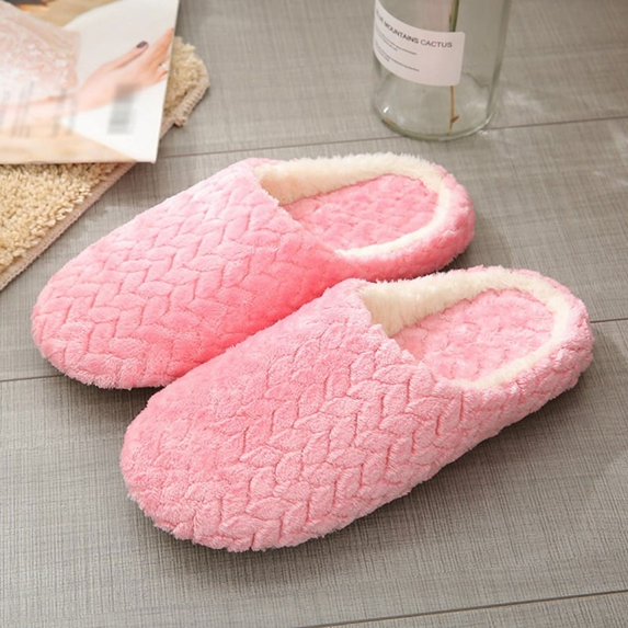 Brand Clearance! Super Soft Warm Slippers Cozy Fuzzy Slippers Soft Bottom Sleeper Slippers-Jacquard Cotton Slippers Suede Non-slip Indoor Slippers