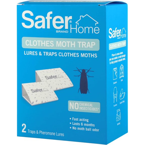 Brand Clothes Moth Alert Trap - Lure, Trap, and Kill Clothes Moths - Up to 6 Months Protection - Prevent Future Infestations - 2 Traps and 2 Lures Included - SH07270