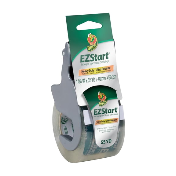 Brand EZ Start Packing Tape With One-Handed Dispenser, 1.88 Inch x 55.5 Yard, Clear, 1 Roll (1259457)