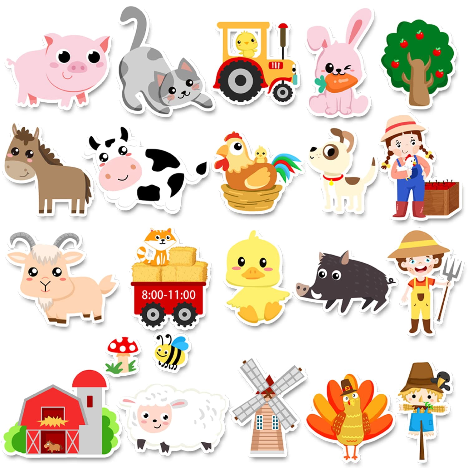 Brand Farm Animal Gel Clings Stickers For  21pcs Reusable Decals Wall Car Window Decorations Classroom Home Party Supplies