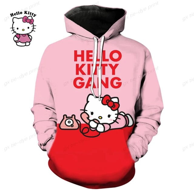 Brand Hooded Sweatshirt Jumpers Soft Hoodie Long Sleeve Pullover Hello Kitty Print Women Kids Couple Christmas hoodie Walmart